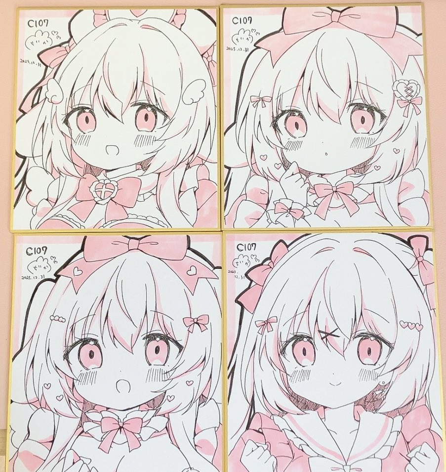 冬コミに持っていく直筆ミニ色紙完成しました！ 1枚目は1日目の原神、2