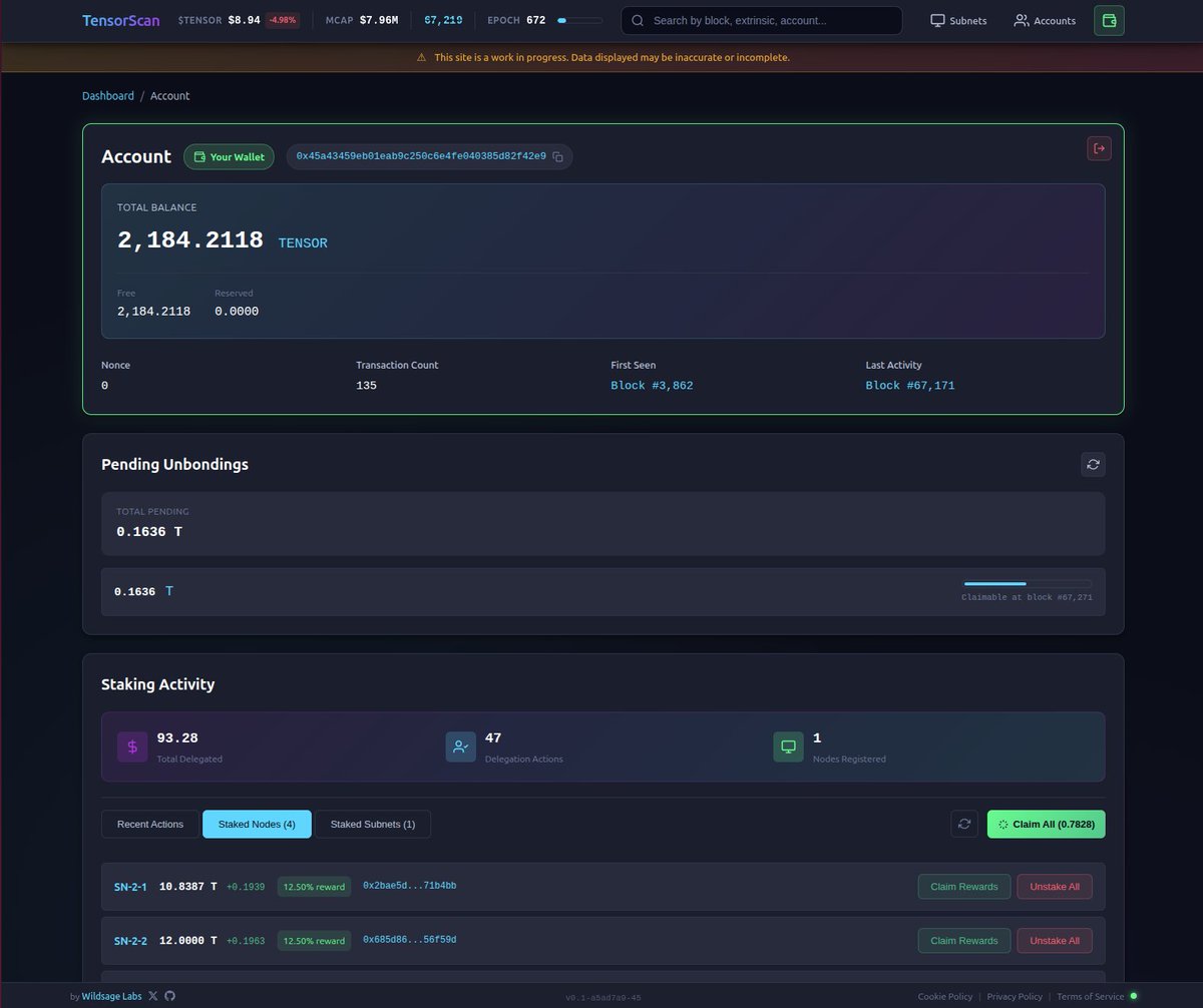 Earlier, we mentioned it, and now we're ready to share it! The $TENSOR testnet is going well, but <a href="/hyper_tensor/">Hypertensor</a> really needed a better #BlockExplorer... so we made one!
 
tensorscan.ai

[Still early BETA but developing FAST 🚀 Let u know your feature requests!]