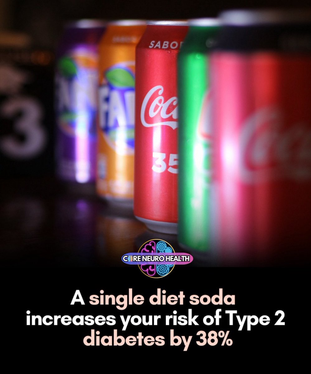 CoreNeuroHealth's tweet image. Diet soda is often marketed as a “safe” alternative to sugar —
but research suggests the story is more complicated.

Large observational studies have found that people who regularly consume artificially sweetened beverages have a significantly higher risk of developing