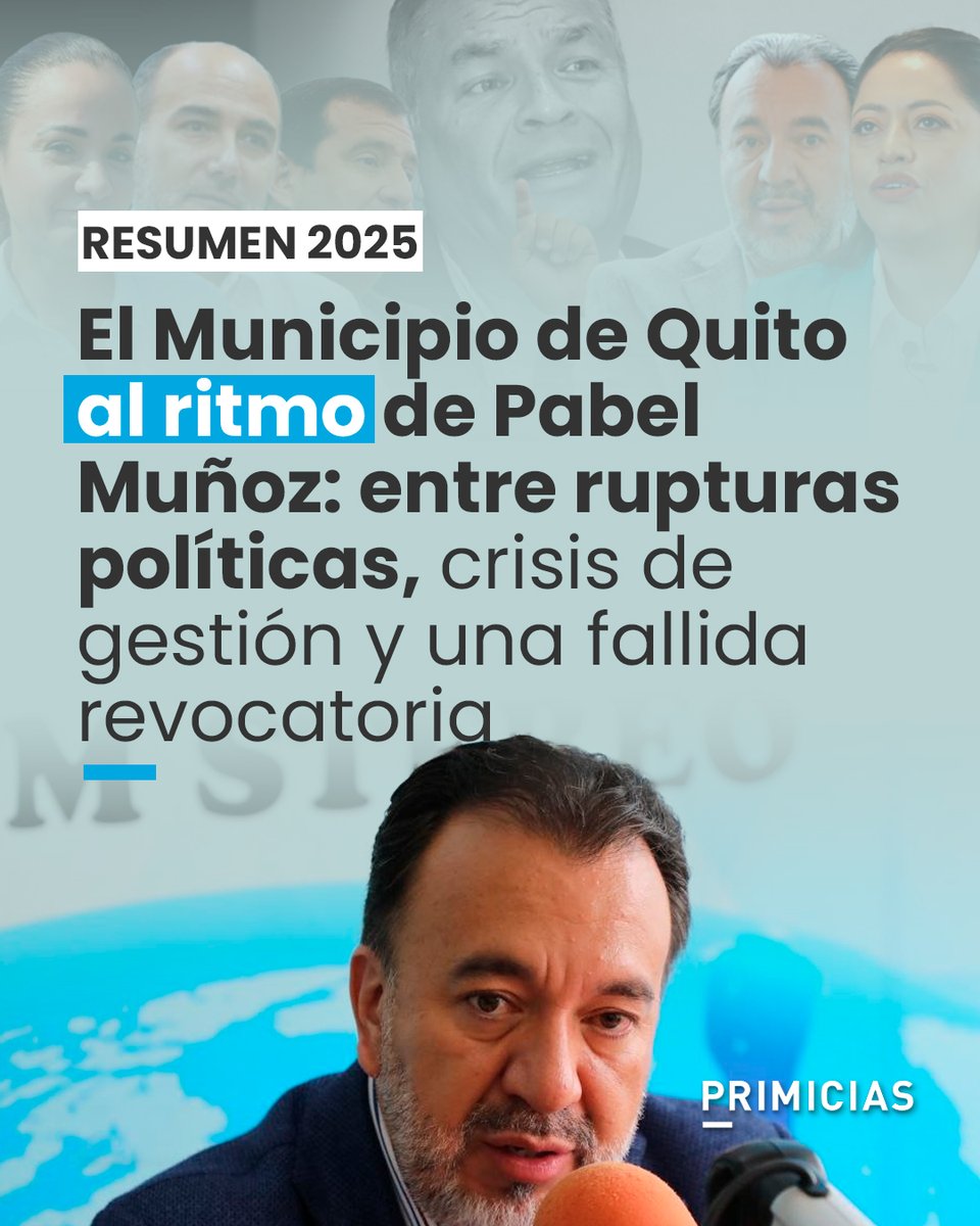 #Resumen2025 | El alcalde de Quito, Pabel Muñoz, enfrentó su año más complejo: intentos de remoción, tensiones con Rafael Correa, observaciones de Contraloría, crisis de agua, polémicas contractuales y un distanciamiento con el Gobierno Central. prim.ec/tyc350XOk88