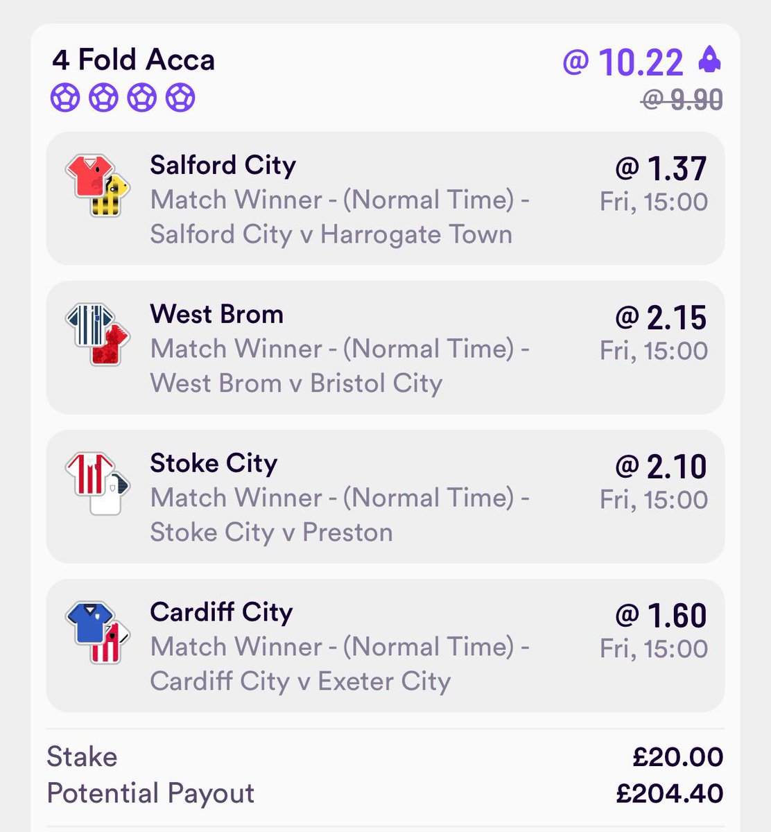 Saturday Acca - 3pm start 

👉 Add it here:
tinyurl.com/BB-FREE10

18+ | BeGambleAware | New Customer Offer |T&amp;Cs Apply | AD