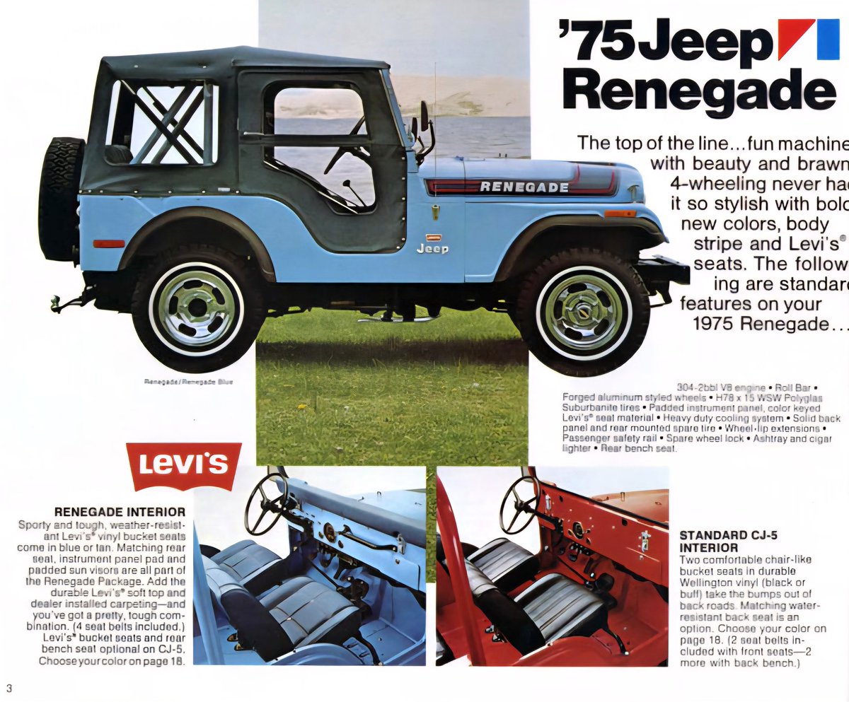 1975 Jeep Renegade Levi's Edition, the top of the line! Have an outstanding Friday! 
..............
#jeep #jeeplife #friday #legendary1941 #AMC
