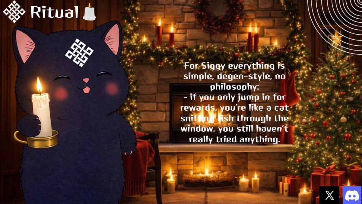 Blinqo3_80's tweet image. Siggi has long been fooling around that Ritual is not just another server, but his daily crypto upgrade without too much water and pathos.

He used to come in «cleanly to farm the points and see what’s in their roles,» and now every day has its own little ritual: to wait for…