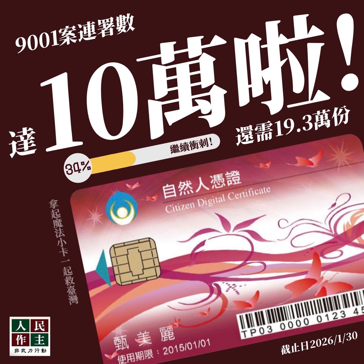 ch41281076's tweet image. 我覺得還是要持續關注9001-4的連署，尤其9001廢止憲訴法（人數）門檻，雖然現在有五位大法官已經重新上線了，但未來國民黨跟民眾黨不曉得會在使出什麼賤招來阻擋，所以請各位如果還沒有申請自然人憑證的趕快去申請實體卡來幫忙做連署。