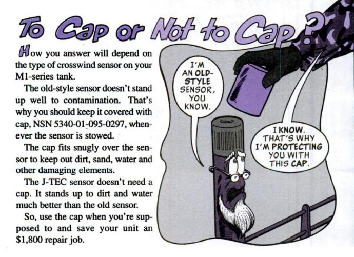 The anemometer used on the early M1 was the Model 201 made by TSI, an ionic type. It works by measuring ions carried by the airflow and offers high sensitivity at low wind speeds. But costs and sensitivity to environmental conditions led the Army to seek an alternative solution.