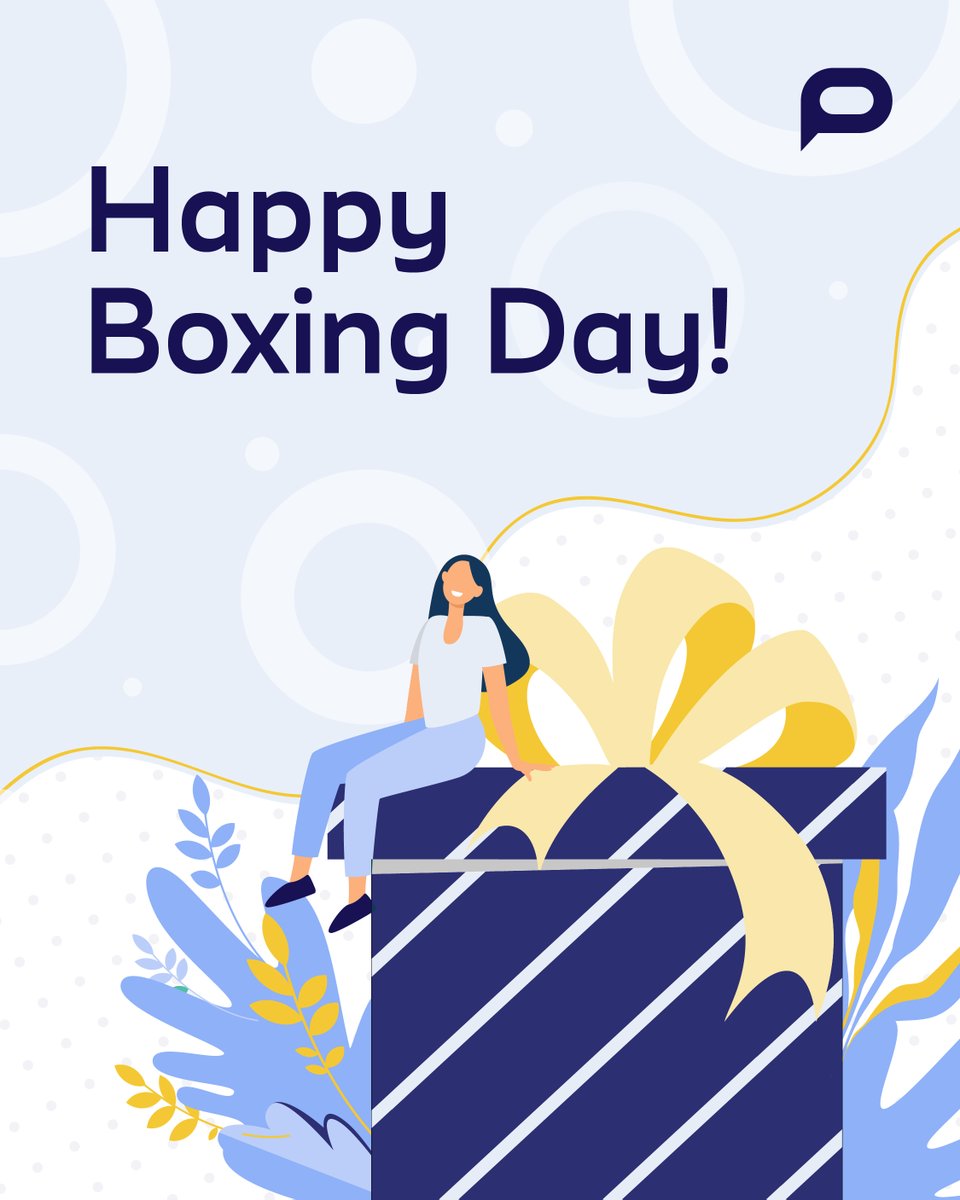 Wishing you a Boxing Day that is filled with good food, good company, and lots of love.

ALT: Illustration of a woman sitting on a present box with the text, "Happy Boxing Day!"