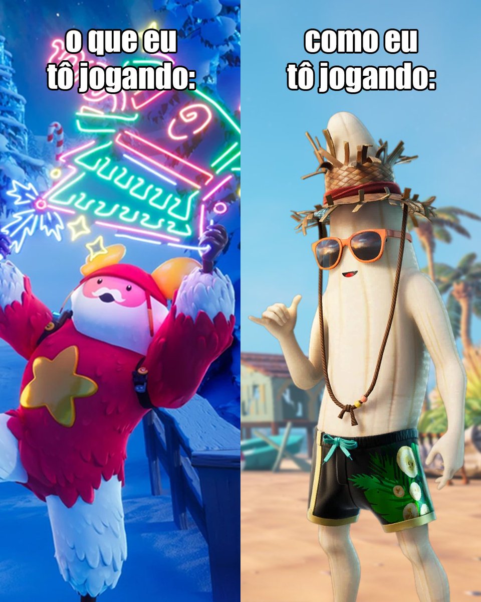 Brasil_Fortnite's tweet image. No jogo: ❄️☃️ / Na vida real: ☀️🥵