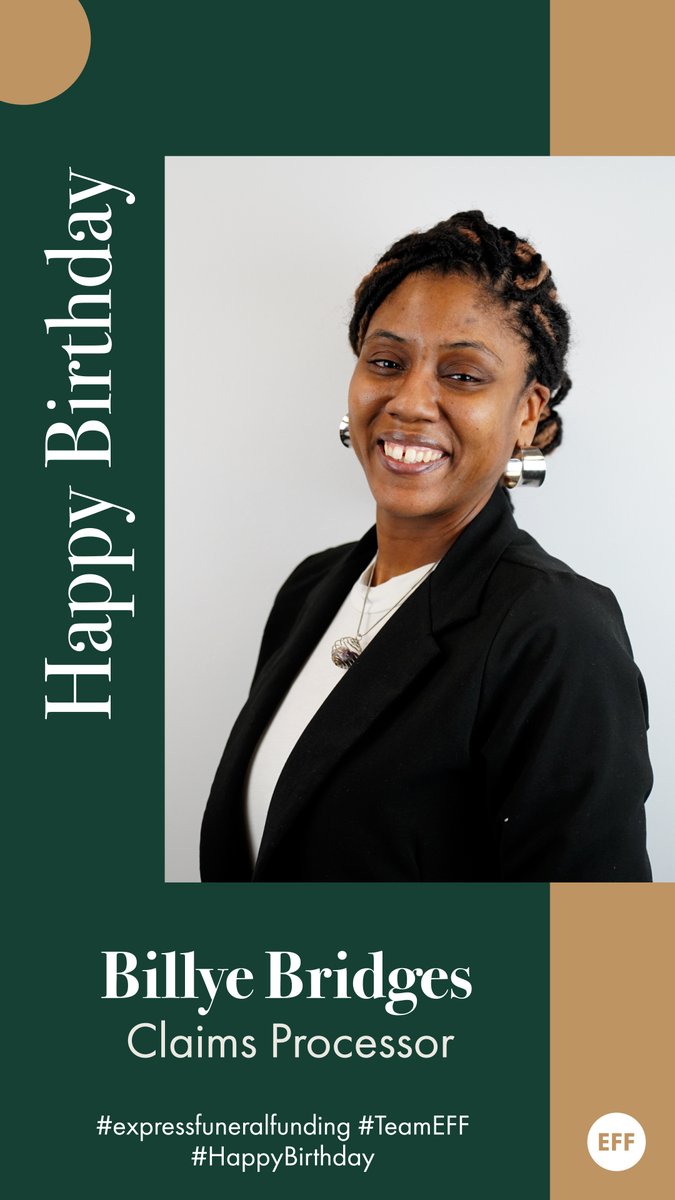 🎉 Happy Birthday Billye Bridges, one of our fantastic claims processors here at EFF! 🎉  
We hope you have a wonderful day!
#HappyBirthday #expressfuneralfunding #TeamEFF