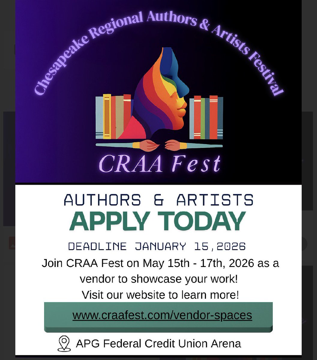 Creatives, it’s your moment.
CRAA Fest hits Bel Air May 15–17 — and vendor apps are OPEN.
Submit by Jan 15 to claim your spot.
#CRAAFest

craafest.com/vendor-spaces