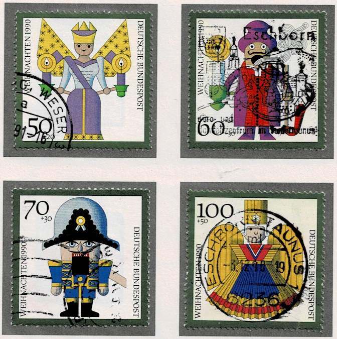 Germany 1990 Christmas】 ドイツ発行のクリスマス4種セットで