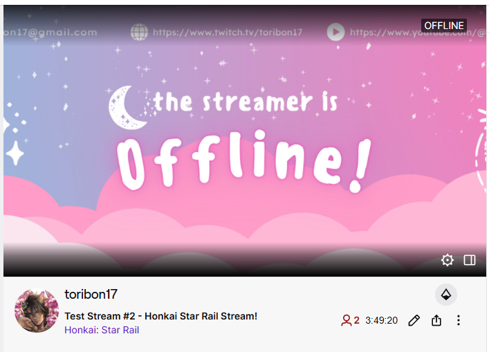 toribon17's tweet photo. Test Stream # 2 Done! Managed to stream for 3.5 Hours <3 Thanks for tuning in https://t.co/G977ZuFWyz