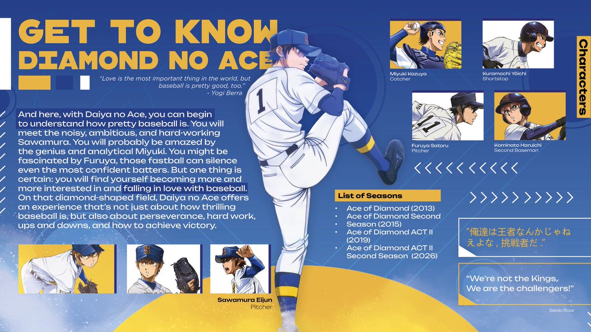 📢GET TO KNOW DIAMOND NO ACE ⚾

The whole team is coming back next year with a new season!

And also, something special is coming soon… stay tuned ✨

Design by <a href="/acekoech/">Alex || SETO #1 FAN || S4 COME FASTER</a>