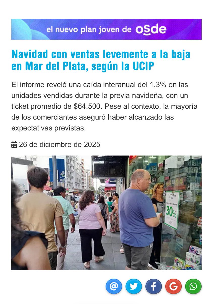 emilianogiri's tweet photo. En Mar del Plata el ticket promedio de esta Navidad fue casi un 80% más alto que el promedio nacional, es un buen dato rumbo al 2026. https://t.co/NHeVB9Stwf