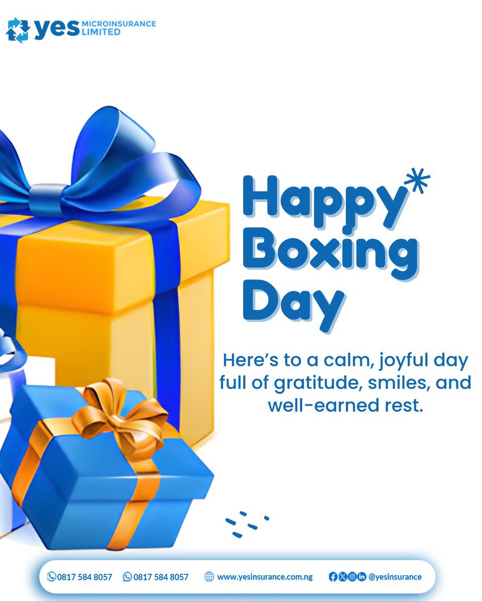 yesinsuranceng's tweet image. We are grateful for the confidence you place in us to protect what matters most. As celebrations continue, we remain dedicated to delivering reliable coverage and peace of mind you can always count on.

#YESInsure #HappyBoxingDay  #Peaceofmind #SeasonOfThanks #alwayswithyou