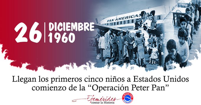 Hace 65 años la CIA ejecutaba la siniestra Operación Peter Pan: con mentiras flagrantes arrancaron 14 mil niños cubanos de sus padres. El cinismo del imperio no conoce límites. #SiempreAntimperialista