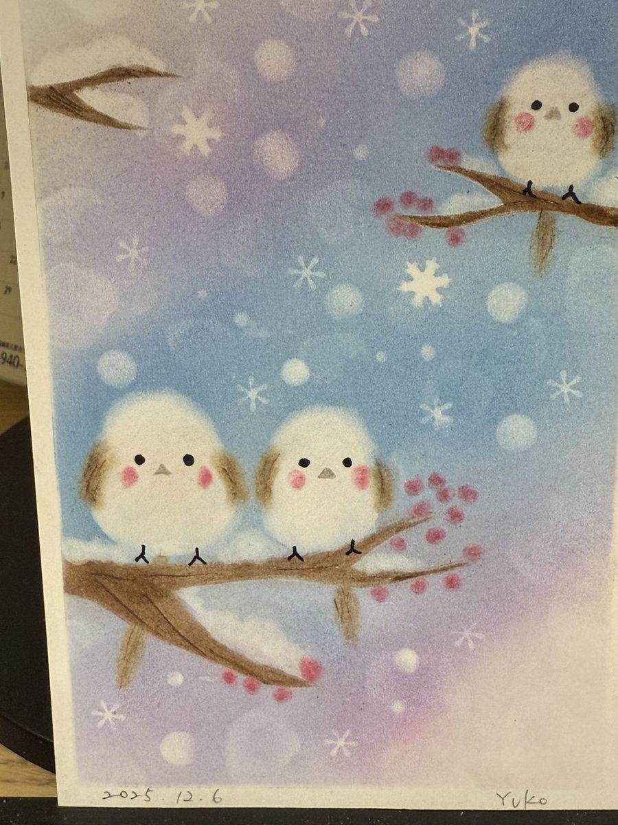 鳥のパステル画 患者様Yukoさんがくださったパステル画 今朝、他の患者様が絵を見て