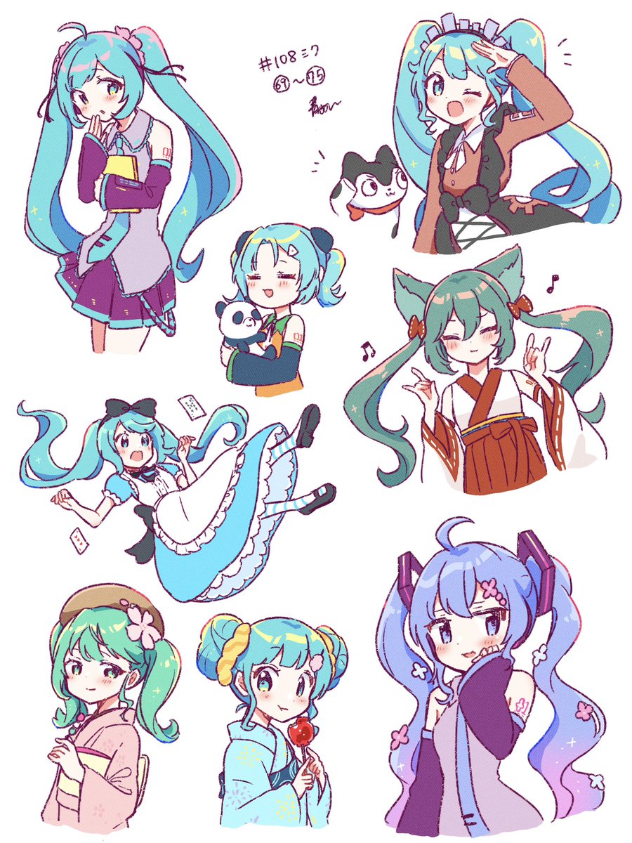 69〜75💜 #煩悩の数だけ初音ミクを描く