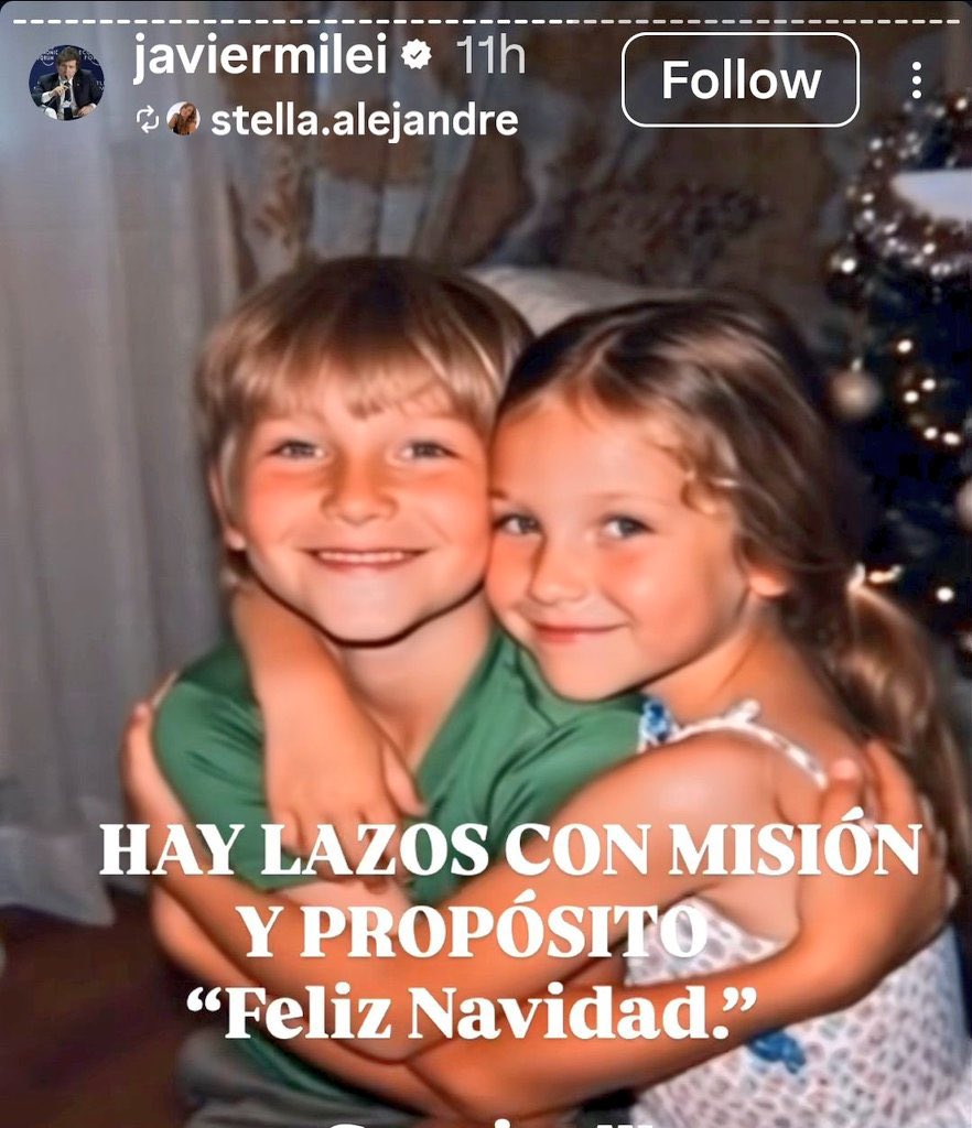 Las dos realidades que nos separan (y que separan el mundo real del mundo inventado en la cabeza de Milei y sus trastornados) expresadas con símbolos encimados. 

La Navidad siempre obliga a confrontar lo que somos y lo que deberíamos ser (según la cultura a la que obedezcamos).