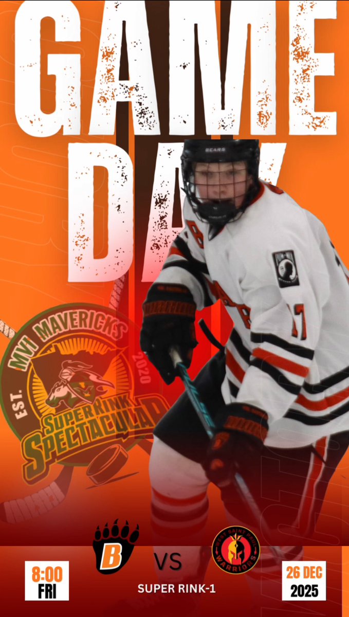 Game Day, The boys look to keep it going at the MVI TOURNAMENT. LETS GOOOO !!! #GoBears 
<a href="/YouthHockeyHub/">YHH</a> <a href="/WBLYouthHockey/">White Bear Lake Youth Hockey</a> <a href="/WBLHS_Hockey/">WHITE BEAR LAKE HOCKEY</a> <a href="/MNHockeyLife/">Minnesota Hockey Life</a> <a href="/MYHockeyRanking/">MYHockey Rankings</a> <a href="/FollowThePuck/">FollowThePuck 👻</a> #EffortsFree #OneChain #Family 🐻‍❄️