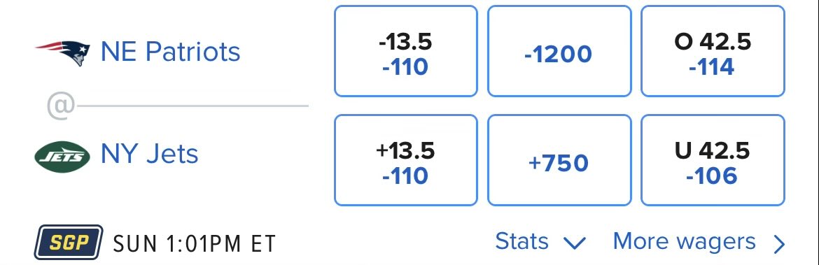 MJRodnick's tweet image. The #Patriots are 13.5 point road favorites this weekend against the #NYJets.

Too many?  Comfortable with it?