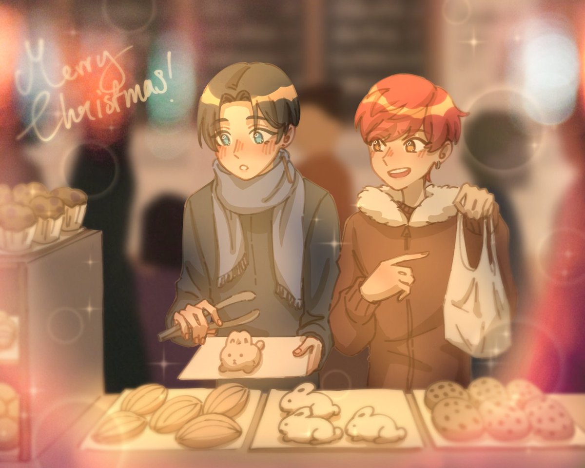 Surprise <a href="/rae8119_/">₍っ⑅ᐢ..ᐢ₎⁠っ🩷 (4A)(4A)(4A)</a>, I'm your Secret Santa this year! ✨️
I imagined Mahiro and Kaoru going Christmas shopping together, but in the end Kaoru dragged Mahiro from bakery to bakery to get yummy treats ☺️ I hope this aligns with your expectations!
#HanadollSecretSanta