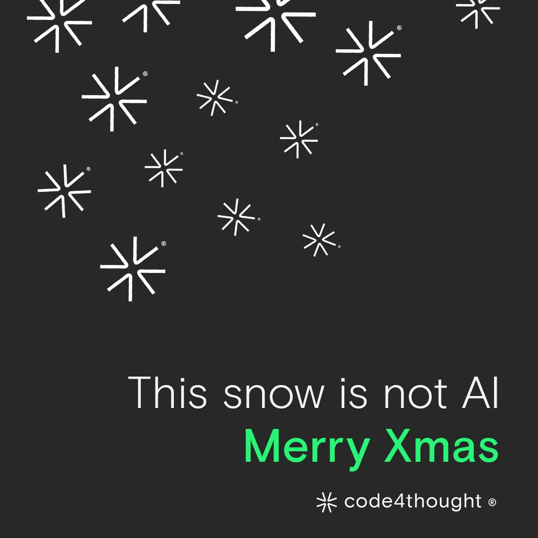 Code4thoughtE's tweet photo. Is it real or is it AI☃️ Oh well it's code4thought! Keeping your AI system safe and trustworthy even during the holidays #MerryChristmas https://t.co/cSLZW1mTw7