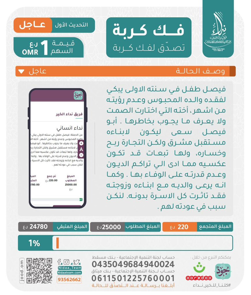 nashr_om's tweet photo. 🔴 #مناشدة_عاجلة_جدا 

قد لا تسمح ظروفك بالتبرع ولكن إعادة النشر بمثابة تبرعك فالدال على الخير كفاعله.

https://t.co/GkplTJ4AIG https://t.co/mbY2RBZdx3