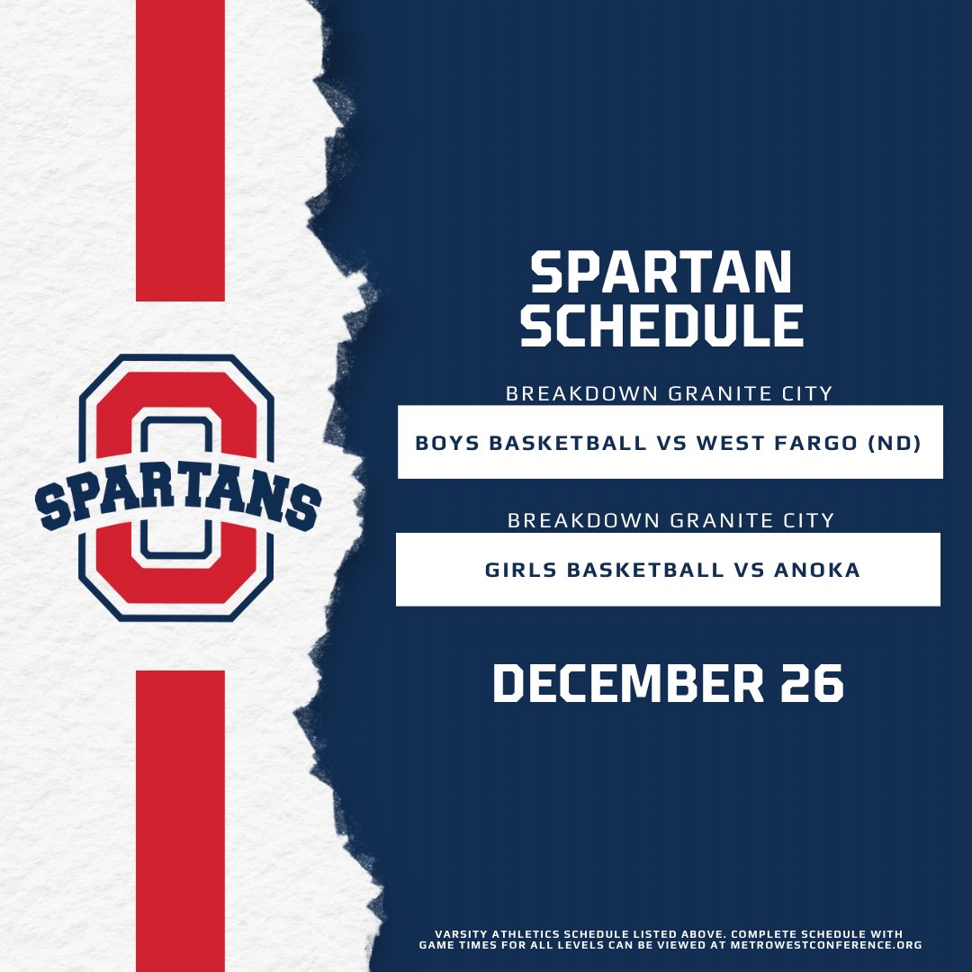 OronoSpartans's tweet image. Spartan Schedule - December 26
