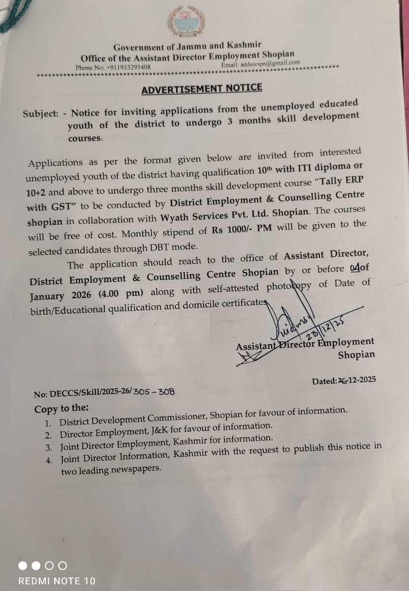 District Employment & Counselling Centre, Shopian tweet media