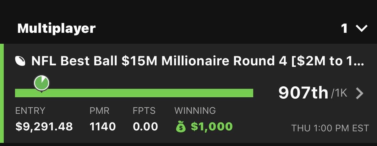 dfsNate_'s tweet photo. @JustinHerzig Just 10% of us with no one played on Christmas. Feels good… for now. https://t.co/yDqljoUt7x