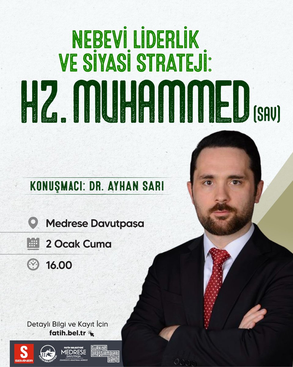 Nebevi Liderlik ve Siyasi Strateji: Hz. Muhammed (S.A.V)

🔍"İlk Bahar" kitabı ekseninde yürütülecek 8 derslik programımızda; dünün stratejilerini analiz ederek, bugünün toplumsal ve uluslararası sorunlarına ışık tutmayı hedefliyoruz.

Hz. Peygamber’in yönetim, adalet ve strateji
