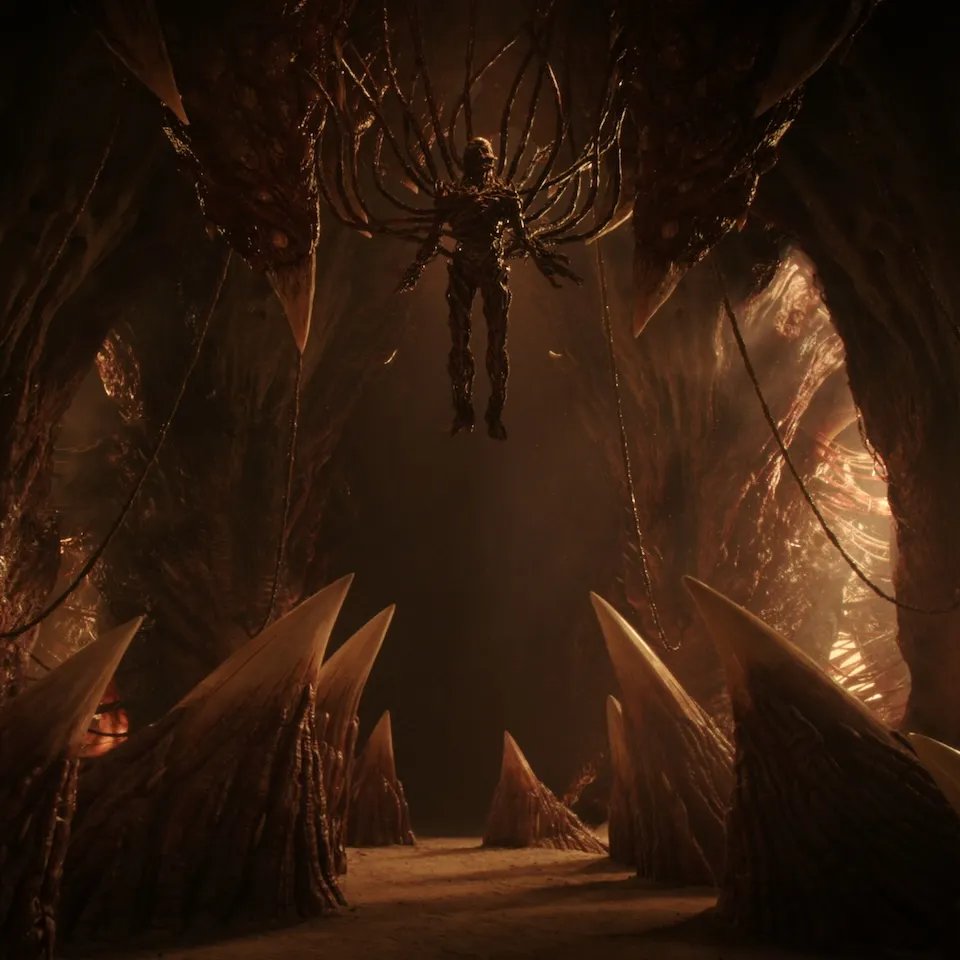 Variety's tweet image. The Duffer Brothers "wrote a 20-page mythology document" about the origins of the Upside Down in #StrangerThings all the way back in Season 1.

"Netflix just wanted us to explain the mythology to them, because we were very adamant early on, 'We don’t want to explain it in the…