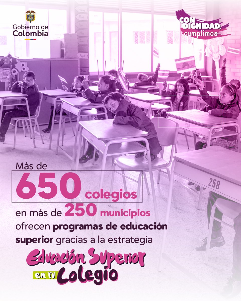 infopresidencia's tweet image. ¡La U también llegó a los territorios y gratis!

Llevamos programas de educación superior a más de 650 colegios en todo el país. Ahora los y las jóvenes pueden iniciar su carrera profesional desde sus territorios, reduciendo barreras y multiplicando las oportunidades.…