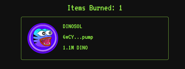 DinosolMeme's tweet photo. 💵 Just bought and burned 1,132,528 $DINO (0.11% of Total supply)

Proof here:
https://t.co/HaRP4X1fix

We have already burned ~128m $DINO (12.8%) since launch https://t.co/XionMICMiO