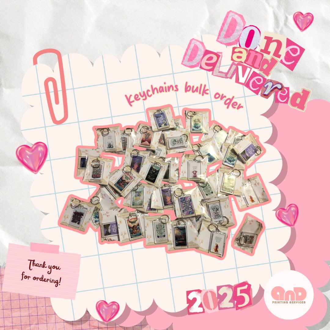 ADPrints_'s tweet image. Done and delivered ✔️✨
Bulk keychain orders made with care, quality, and attention to detail.
Perfect for giveaways, events, and promos. Thank you for trusting AnD Printing Services with your bulk orders! 💗
#DoneAndDelivered #BulkOrders
#KeychainPrinting #AnDPrintingServices