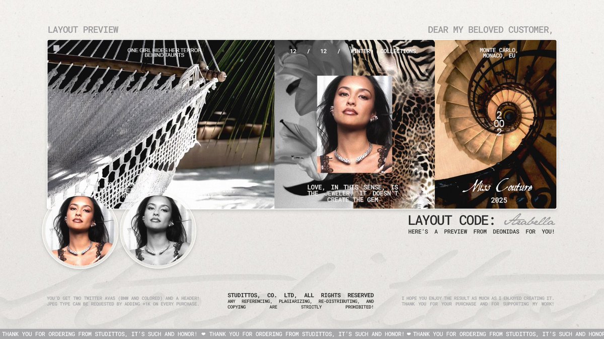 Studittos's tweet image. Help me to RT/REPOST this?

Selamat malam! Aku membawa 8 template layout-moodboard freshly made yang bisa kalian langsung melalui DM sekarang!

📩: via DM!

Untuk preview dan details lebihnya bisa dicek melalui ALT pada gambar, ya! Thank you! 🤍

#ZONAUANG #ZONABA #ZONABU