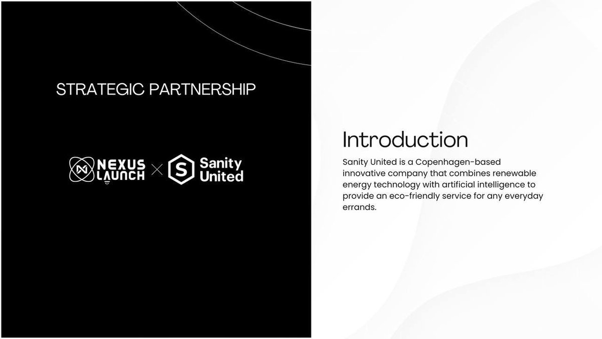 Strategic Partnership with <a href="/sanity_united/">Sanity United</a> 

We’re thrilled to announce a partnership with Sanity United.

About Sanity united :

Sanity United is a Copenhagen-based innovative company that combines renewable energy technology with artificial intelligence to provide an