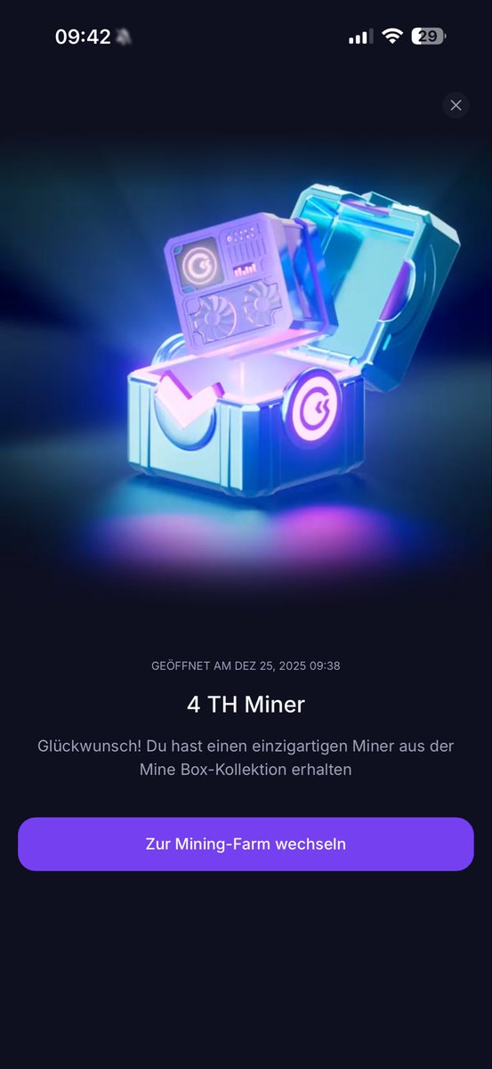 DenoK2509's tweet photo. Had yesterday luck opening a Diamond Box and winning a 4 TH miner thanks @gomining https://t.co/aEEhMRbq7y