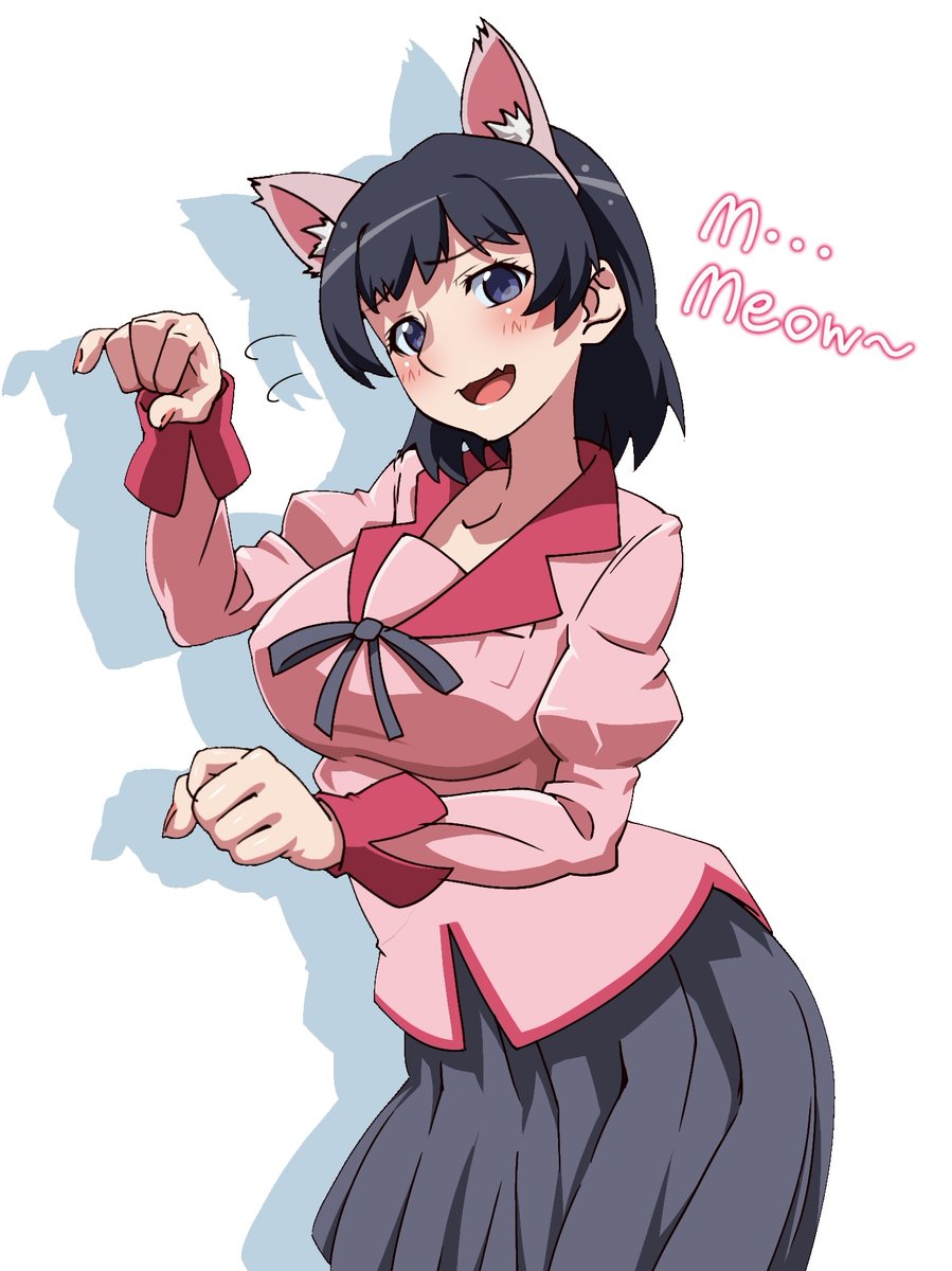 Risator_C's tweet image. つけ猫耳の羽川翼ちゃん（ショートver.）