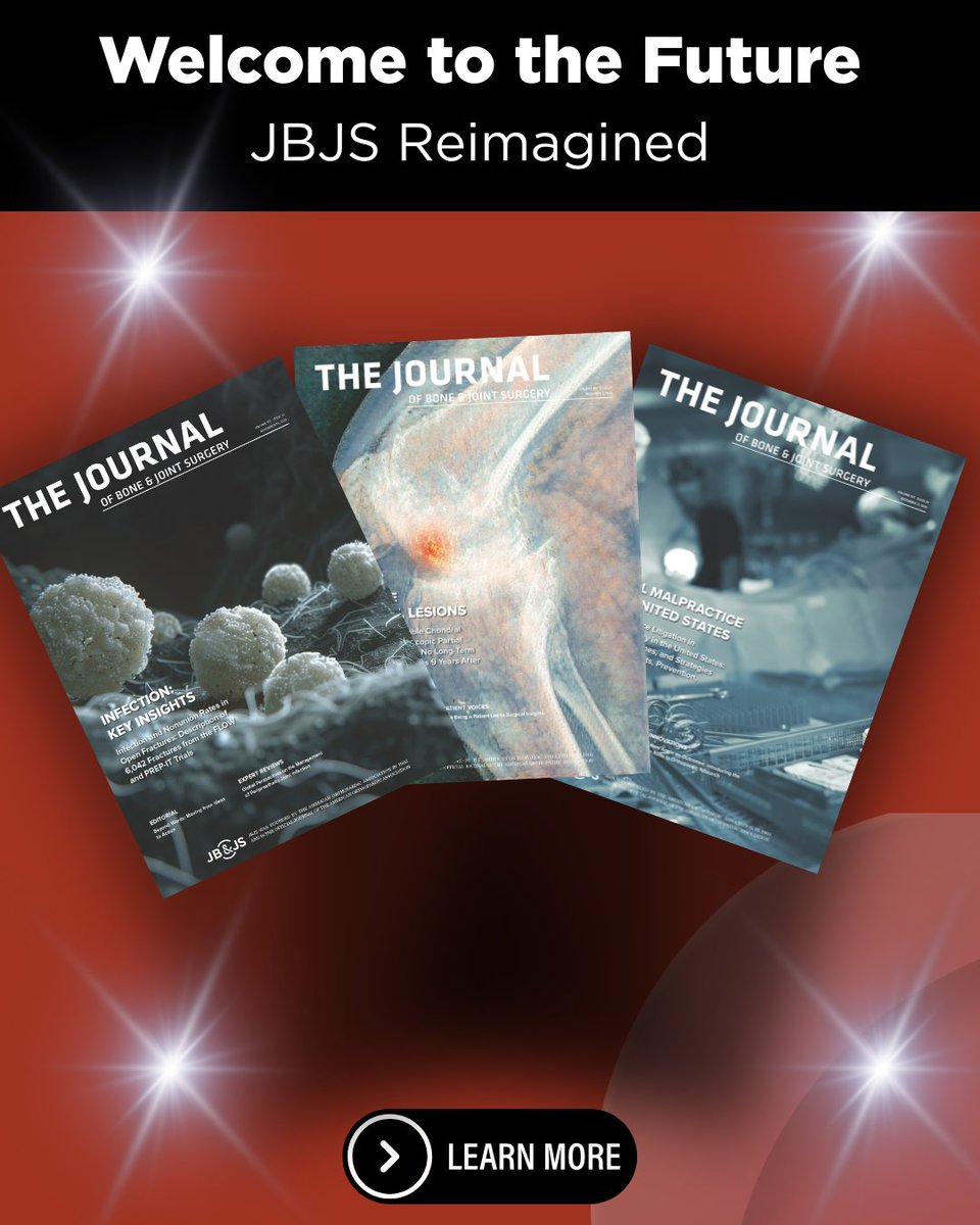 jbjs's tweet photo. ✨ Introducing the New JBJS ✨
🎨 A new look
📚 Expanded article types
🌍 A shared vision for the future of orthopaedic research
See how JBJS is evolving → https://t.co/b2CfSPwsBM
#thinkjbjs #jbjs https://t.co/l1yllDzNtw