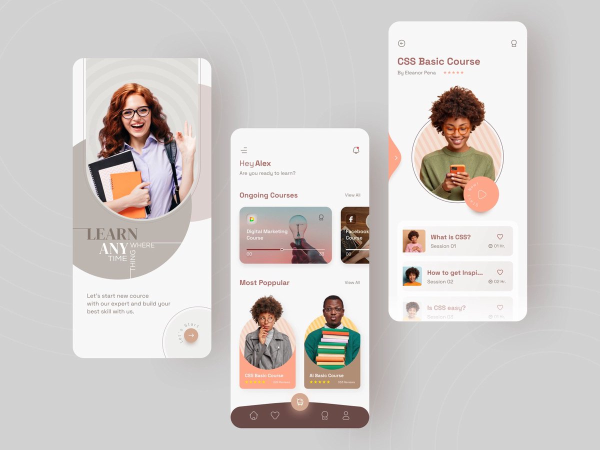 zarox_in's tweet photo. E-Learning Mobile App UI Design , 
A modern course platform designed to make learning accessible, engaging, and intuitive. The interface focuses on clarity, progress tracking, and a warm visual language to support continuous learning. https://t.co/GmJBHe9PdJ