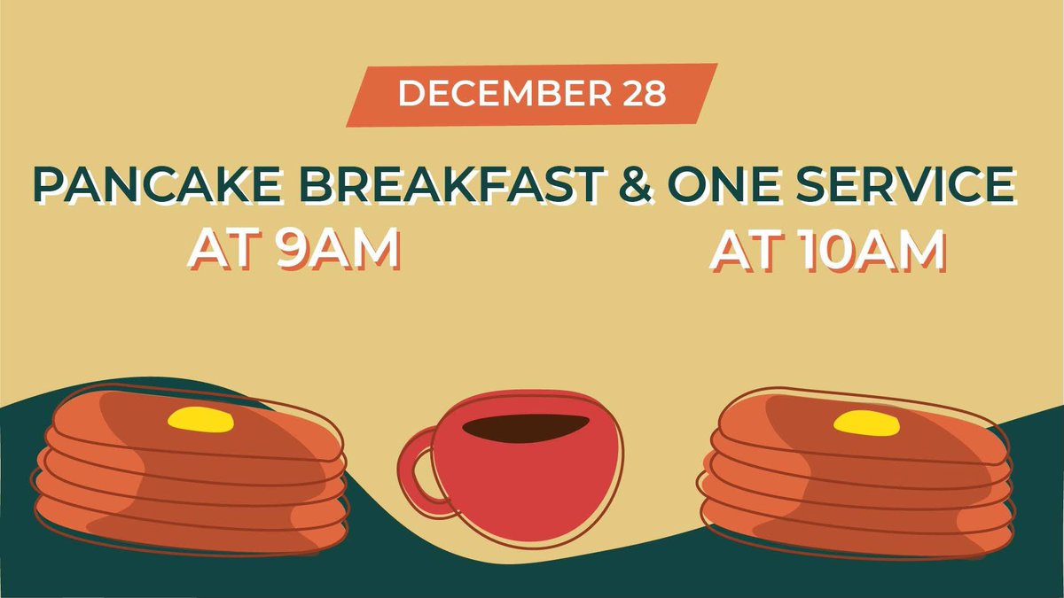 ONE BIG service Sunday, 10am with breakfast prior, secondary students in the Main Worship Center, programming for primary age students