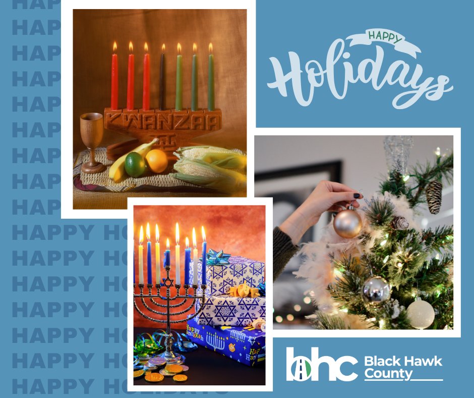 Happy Holidays! 
As a reminder, county offices are closed through December 26, allowing staff time to spend with their friends and families. We will reopen on Monday, December 29 at 8 a.m.