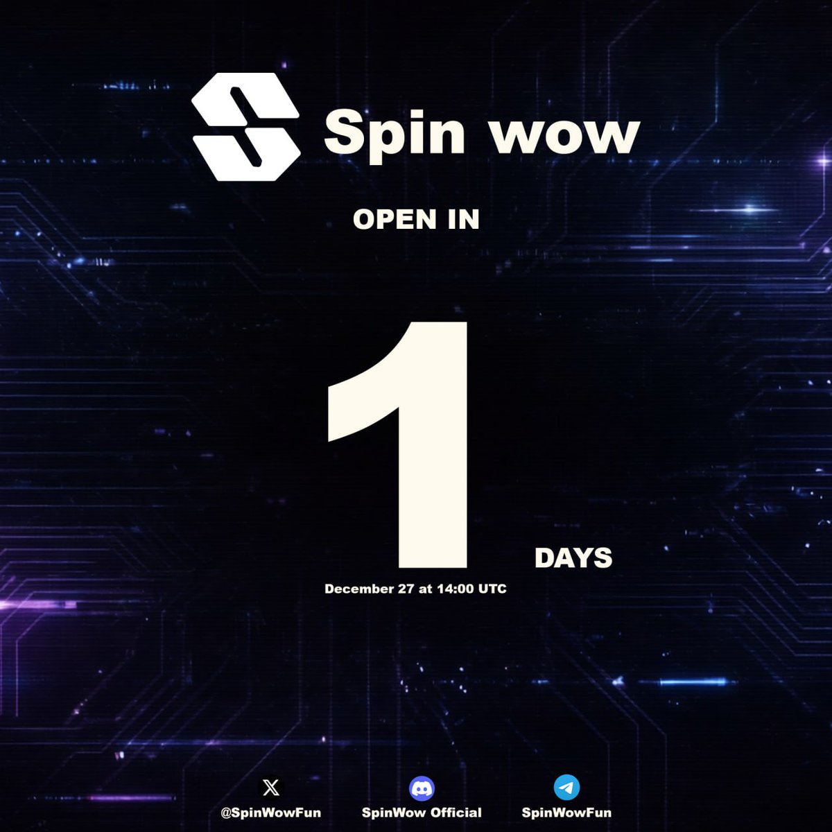 spinwowfun's tweet photo. JUST 1 DAYS TO GO SPIN !⏳
The ultimate on-chain arcade experience is almost here. In 24 hours, the first boxes will be opened on Spinwow. Are you ready to win?

📅 Date: DEC 27 🕑 Time: 14:00 UTC 
Play : https://t.co/bRIFxab213

Join our community to get the latest updates.
Discord: https://t.co/AASSlQJhy2 
Telegram: https://t.co/pNOa8CsMO7 

#SpinWow #Monad