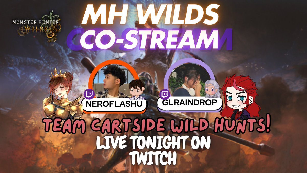 neroflashu's tweet photo. MH WILDS CO-STREAM | TEAM CARTSIDE LET'S GO!
https://t.co/u1uxf5LsKt
https://t.co/u1uxf5LsKt

Watch us on twitch 😊

w/ @glraindrop https://t.co/Z5Lnx3fPjs
