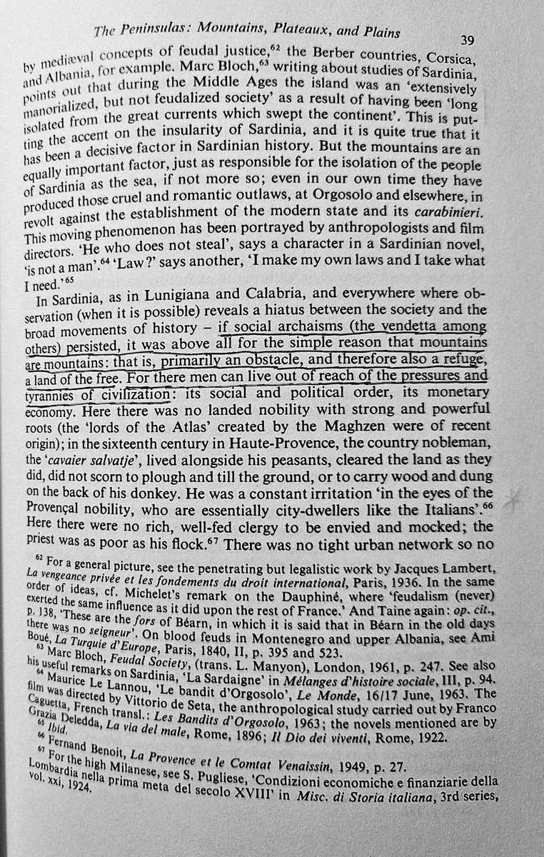 MumbleEraLuke's tweet image. Fernand Braudel on the freedom of mountains: mountains are "primarily an obstacle, and therefore also a refuge, a land of the free. For there men can live out of reach of the pressures and tyrannies of civilization: its social and political order, its monetary economy."