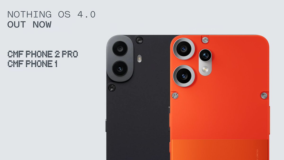 Nothing OS 4.0 is now live on CMF Phone 2 Pro and CMF Phone 1 🧡

Check the full notes: nothing.community/d/49976-nothin…
