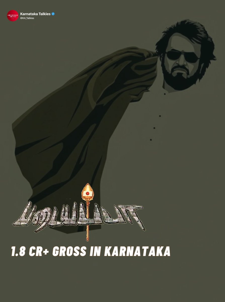 KA_Talkies's tweet photo. #Padayappa Re-release - ₹1.81 Cr gross at Karnataka box office. ATR Tamil Re-release grosser here, also one of the best performing re-releases despite clash with biggies 💥

Tamil Re-releases -

1. #Padayappa - ₹1.81 Cr
2. #VaranamAayiram - ₹1.6 Cr
3. #Ghilli - ₹1.23 Cr https://t.co/a9oxAZgV2u