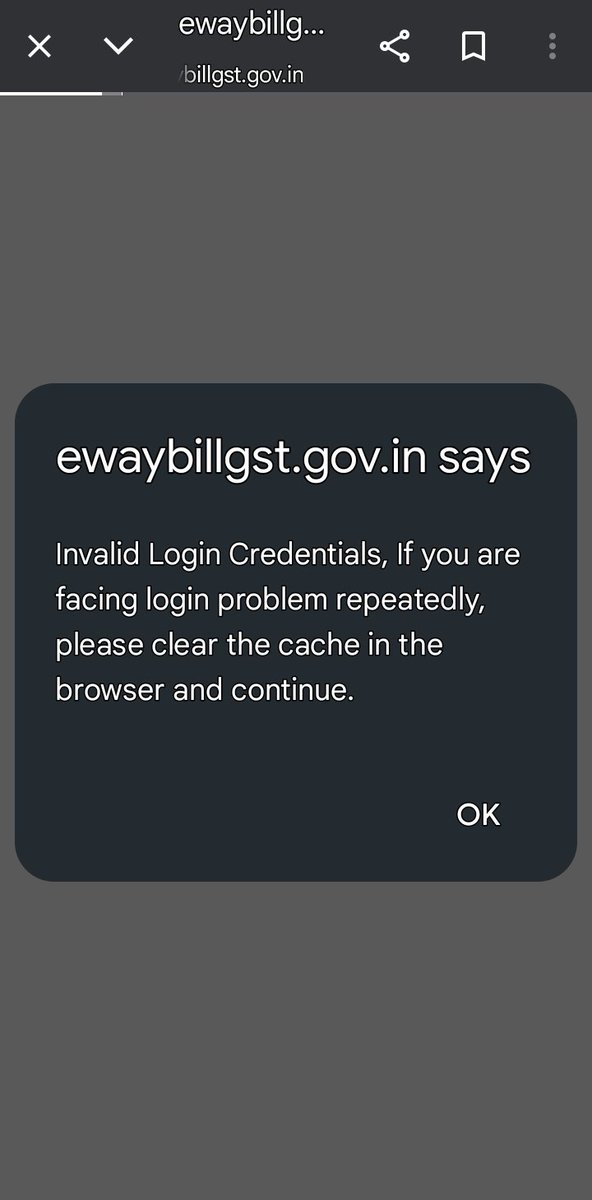 MilanVMehta's tweet photo. @cbic_india @Infosys_GSTN Kindly check Ewaybill Portal urgently for a major issue. Irrespective of clearing cache, restarting 2 different laptops, mobiles, 2 different companies GST also, changing passwords , for EWAYBILL:  INVALID LOGIN CREDENTIALS is the message. Shocking ! https://t.co/2t8LClMbz3