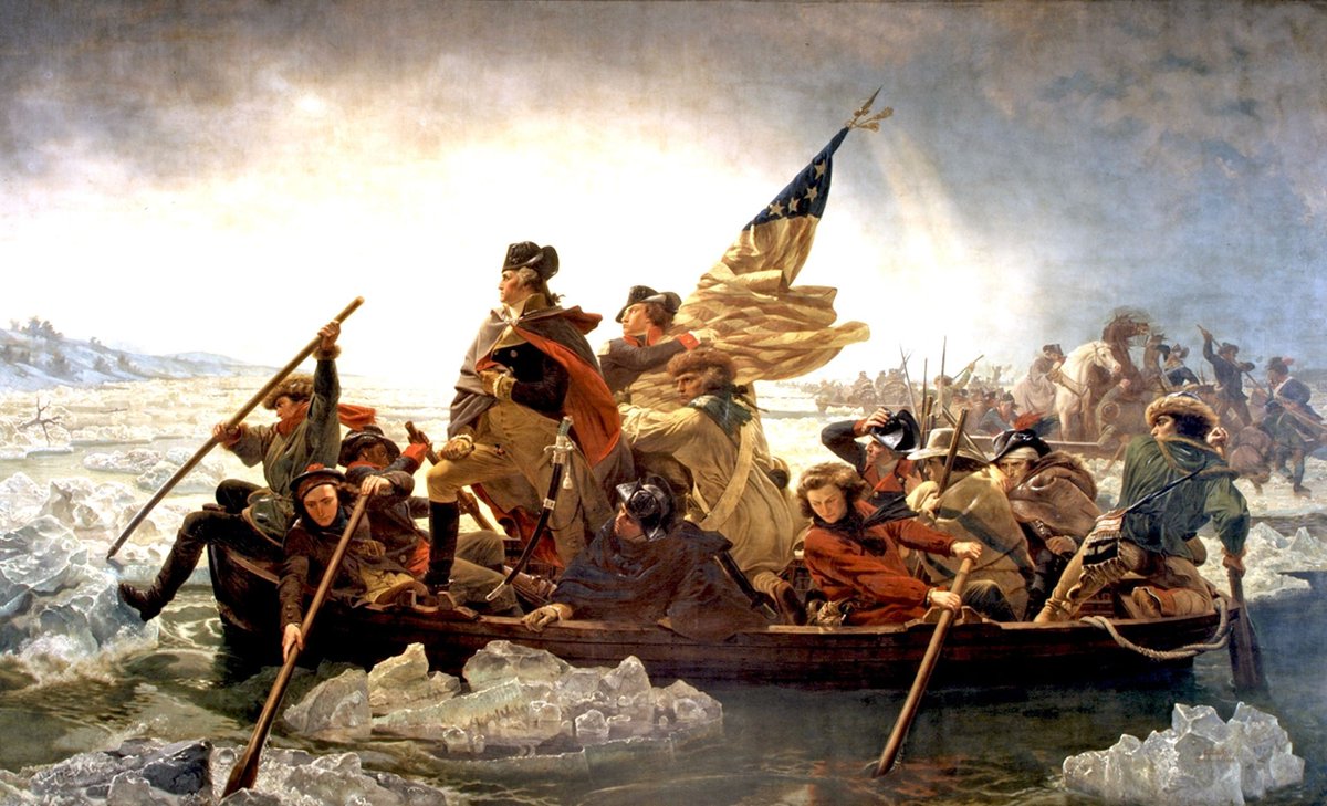 Crossing the icy Delaware River the night before, General George Washington led a surprise attack on Hessian troops -fighting for the British- encamped in Trenton, New Jersey on the morning of December 26, 1776. It was an important victory of the American Revolution.